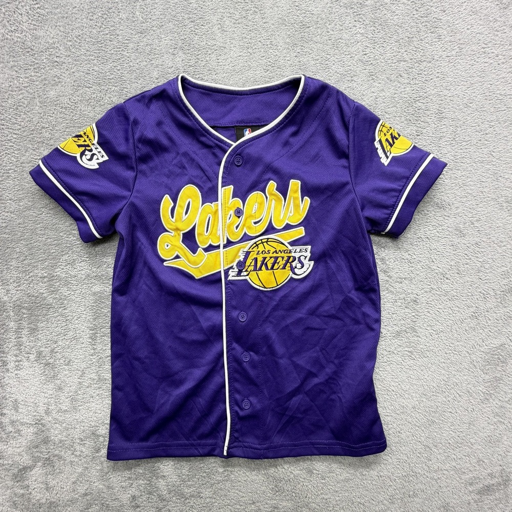 Los Angeles Lakers Jersey Youth Size 8 Purple‎ NBA Basketball Button Front UNK